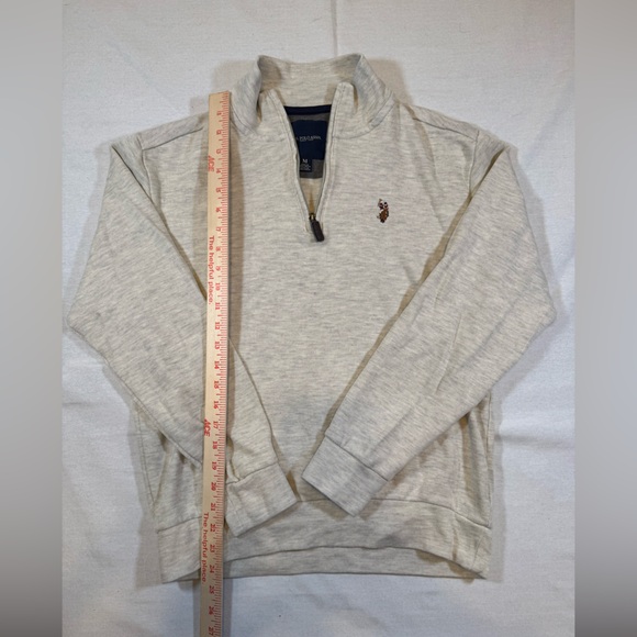 U.S. Polo Association Men's Cream Zip Up Sweater - Picture 6 of 9